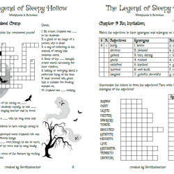 The legend of sleepy hollow crossword puzzle answers